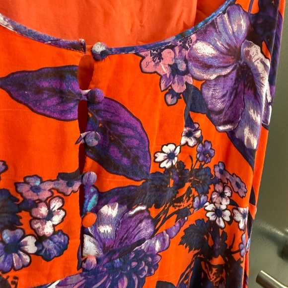 Free People size 10 EUC Orange and Blue Spaghetti Strap midi/maxi dress - Picture 6 of 15